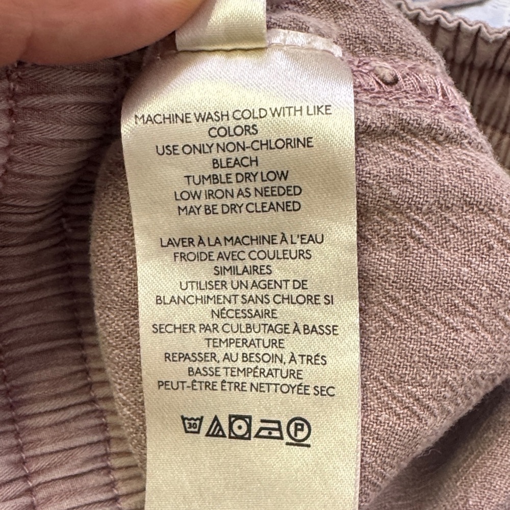 Free People Dusty Rose Linen Cargo Pants XS | Washed Utility Drawstring Waist - Picture 8 of 10